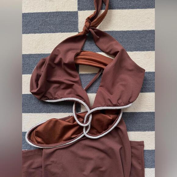 Meshki Nicha Diamante Cut Out Maxi Dress - Chocolate - Picture 6 of 8